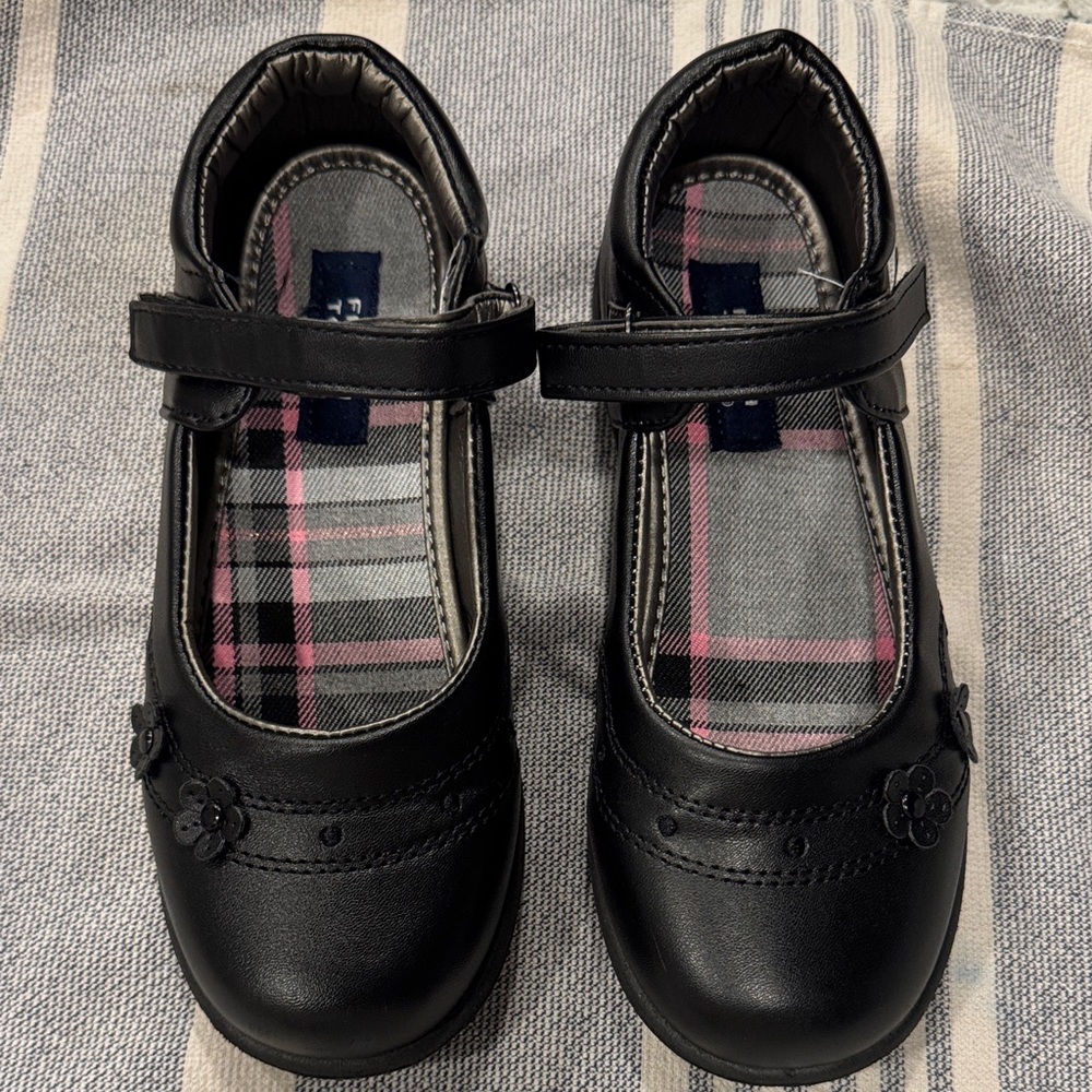French Toast Black Dress Shoes with Floral Accent
